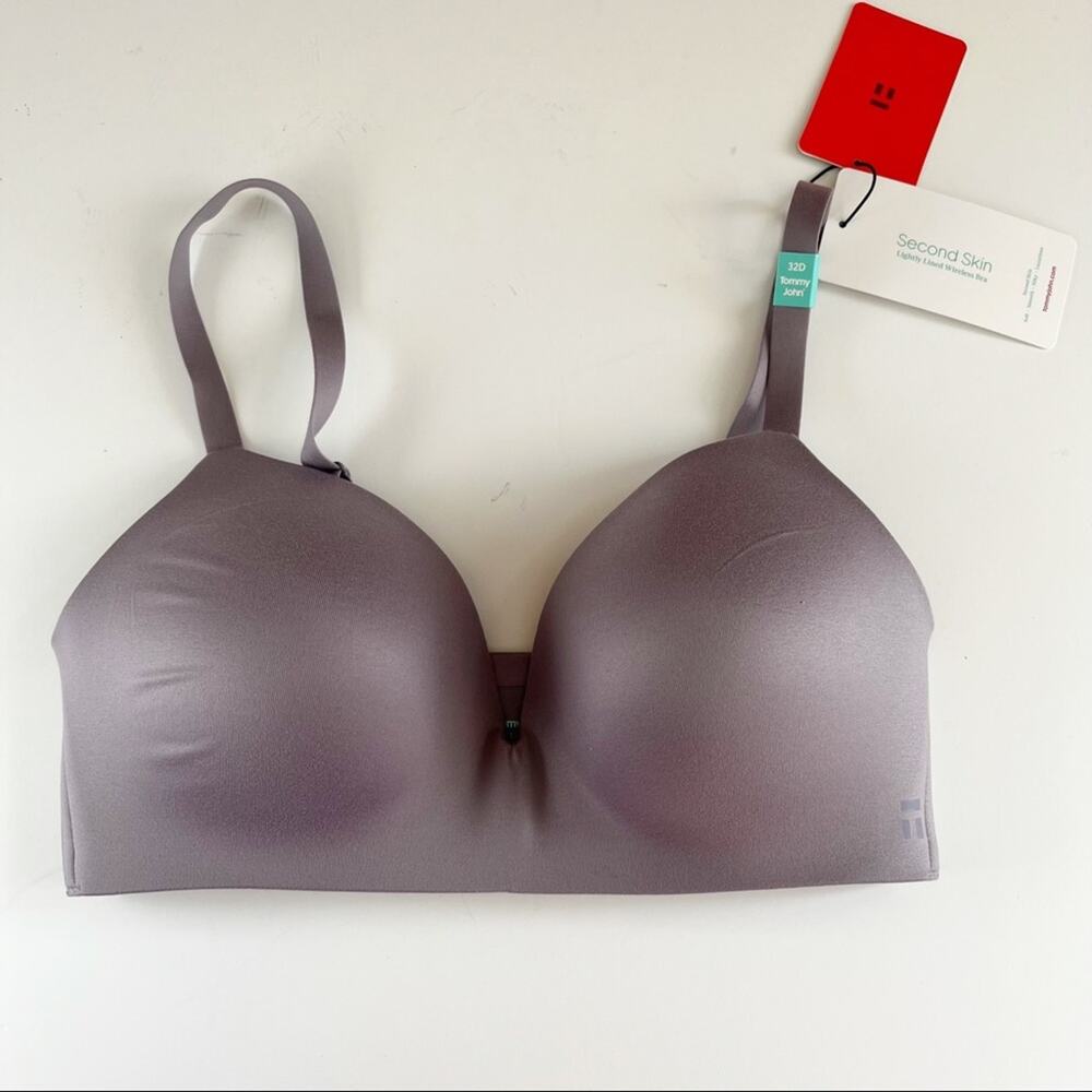 Tommy John Second Skin Lightly Lined Wireless Bra 32D Gray Ridge